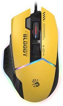 Миша A4Tech Bloody W95 Max Sports Lime, Yellow, Ігрова, Дротова, 10, USB, 12000, 1.80 м, Пластик, 135 &times; 77 &times; 43 мм, Ергономічний для правої руки, Оптичний