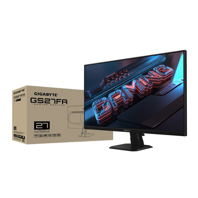 Монітор Gigabyte 27" GS27FA IPS Black 180Hz, Геймінг, 1920&times;1080, 27", 180 Гц, IPS, W-LED, Gaming GS, 8 біт, 16:9, Регулювання кута нахилу, Плаский, HDMI, DisplayPort, 3.5 мм audio, 100&times;100, Матове, 1 мс