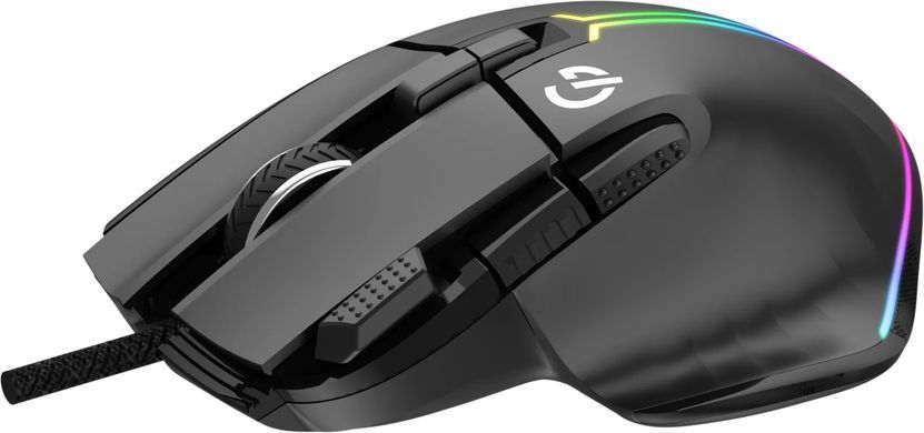Миша GamePro GM500B Black, Black, Ігрова, Дротова, 8, USB, 10000, 1.60 м, Пластик, 123 &times; 83 &times; 43 мм, Ергономічний для правої руки, Оптичний