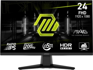 Монітор MSI 23.8" G242F IPS 200Hz Black, Геймінг, 1920&times;1080, 23.8", 200 Гц, IPS, W-LED, G242, 8 біт, 16:9, Регулювання кута нахилу, Плаский, HDMI, DisplayPort, 100&times;100, Матове, 1 мс