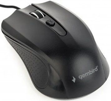 Миша Gembird MUS-4B-01 Black, Black, Офісна, Дротова, 4, USB, 1200, 1.35 м, Пластик, 99 &times; 65 &times; 37 мм, Симетричний, Оптичний