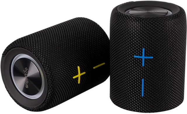 Колонка Bluetooth Gelius Shark X Black, Bluetooth, AUX, TF-карта, Акумулятор, 20 Вт, До 8 годин, TWS, LED-підсвітка, Розділяється на 2 колонки, IPX6