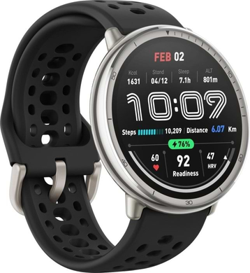 Смарт Годинник Amazfit Active 2R Sport Black, Black, 20 мм, 1.32", Моніторинг стресу, Температура тіла, Альтиметр, Моніторинг сну, Підрахунок кроків, Active 2R Sport, iOS + Android, 7-14 днів, AMOLED, Bluetooth, GPS, Магнітна зарядка, ЧСС, SpO2, Температура, Акселерометр, Гіроскоп, Барометр, Кругла, IP68