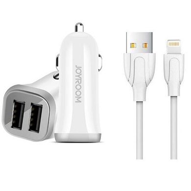 АЗП Joyroom C-M216 3.1A/2 USB + Lightning Cable White