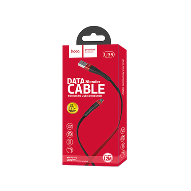 Cable HOCO MicroUSB U39 Slender 1.2m Black/Red