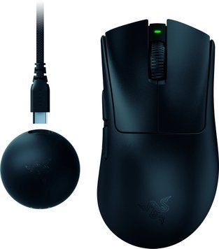 Миша бездротова Razer DeathAdder V4 Pro Wireless Black (RZ01-05330100-R3G1), Black, Ігрова, Бездротова, 6, USB; 2.4 ГГц, 45000, Пластик, 128 &times; 68 &times; 44 мм, Ергономічний для правої руки, Оптичний