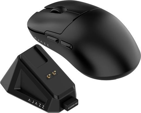 Миша бездротова Ajazz AJ159P MC Black (AJ159P-MC-B), Ігрова, Бездротова, 6, USB; 2.4 ГГц; Bluetooth, 12000, ABS-пластик, 118.3 &times; 63 &times; 37.7 мм, Симетричний, Оптичний