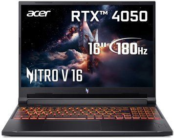 Ноутбук ACER Nitro V 16 AI ANV16-42-R705 (NH.U1JEU.007), Nitro V 16 AI, Геймінг, Ryzen 5 240, AMD Ryzen 5, 6, SSD, 512 ГБ, Дискретна, GeForce RTX 4050, 6 ГБ, DDR5, 16 ГБ, 5600 МГц, 16", 1920&times;1200, IPS, 300 ніт, 180 Гц, USB-A; USB-A; USB-A; USB4; HDMI; LAN, 76 Вт&middot;год