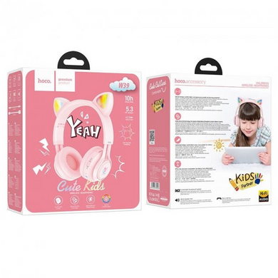 Навушники Bluetooth Hoco W39 Cat Ear Pink