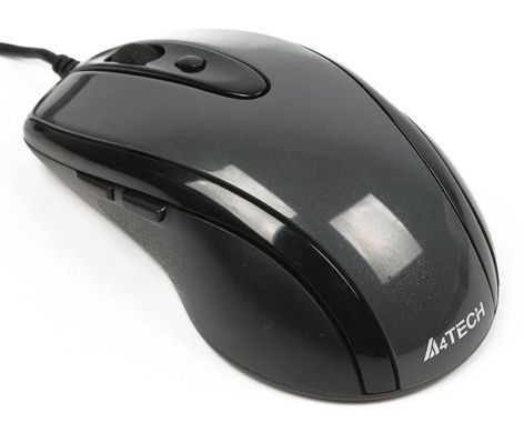 Миша A4Tech N-708X Glossy Grey, Grey, Офісна, Дротова, 6, USB, 1600, 1.50 м, Пластик, 116 &times; 65 &times; 39 мм, Симетричний, Оптичний