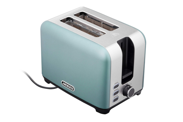 Тостер Ardesto T-F400G 930W Мятний/Сріблястий, 2 тости, 930 Вт, Підсмажування, Підігрів, Розморожування, Корпус з нержавіючої сталі, Автовідключення, Знімний піддон для крихт, 7 рівнів підсмажування