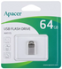 USB Flash Apacer AH115 64Gb 2.0 Silver, USB 2.0, 64 ГБ, USB 2.0, Флеш-накопичувач, 25 МБ/с, 10 МБ/с