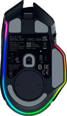 Миша бездротова Razer Basilisk V3 Pro 35K Black (RZ01-05240100-R3G1), Black, Ігрова, Бездротова, 11, USB; 2.4 ГГц; Bluetooth, 35000, Пластик, 130 &times; 75.4 &times; 42.5 мм, Ергономічний для правої руки, Оптичний