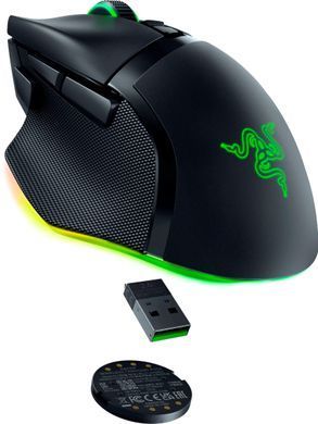 Миша бездротова Razer Basilisk V3 Pro 35K Black (RZ01-05240100-R3G1), Black, Ігрова, Бездротова, 11, USB; 2.4 ГГц; Bluetooth, 35000, Пластик, 130 &times; 75.4 &times; 42.5 мм, Ергономічний для правої руки, Оптичний