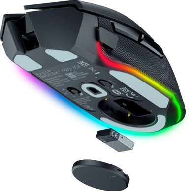 Миша бездротова Razer Basilisk V3 Pro 35K Black (RZ01-05240100-R3G1), Black, Ігрова, Бездротова, 11, USB; 2.4 ГГц; Bluetooth, 35000, Пластик, 130 &times; 75.4 &times; 42.5 мм, Ергономічний для правої руки, Оптичний