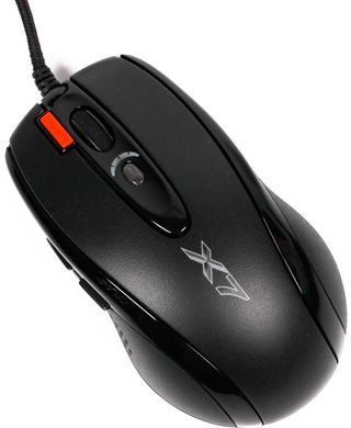 Миша A4Tech X-718BK Black, Ігрова, Дротова, 7, USB, 3000, 1.80 м, Пластик, 122 &times; 69 &times; 39 мм, Ергономічний для правої руки, Оптичний