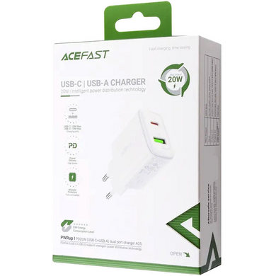 МЗП AceFast A25 PD20W Type-C/USB White