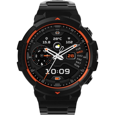 Смарт Годинник Black Shark GS3 Sport BS-W2402 Lava Black, Orange/Black, 140-220 мм, 1.43", Моніторинг стресу, Альтиметр, Моніторинг сну, Підрахунок кроків, GS3 Sport, iOS + Android, 14+ днів, AMOLED, Bluetooth, GPS, Магнітна зарядка, ЧСС, SpO2, Акселерометр, Барометр, Кругла, WR50m
