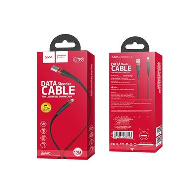 Cable HOCO Lightning U39 Slender 1.2m Black/Red