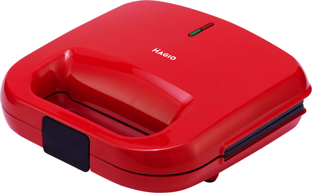 Сендвічниця Magio МG-376 750W Червоний, 750 Вт, Приготування сендвічів, Антипригарне покриття, Світлові індикатори, Фіксатор кришки, Трикутні пластини
