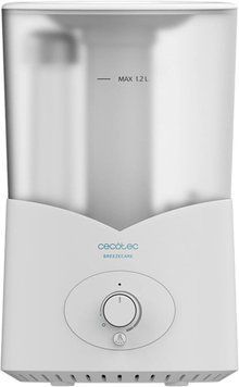 Зволожувач повітря Cecotec BreezeCare 2000 Light CCTC-05630 White, Ультразвуковий, До 30 м&sup2;, Ароматизація; Нічне підсвічування; Регулювання інтенсивності пари; Автовимкнення за відсутності води, 30 дБ, 1,2 л, 200 мл/год, Механічне