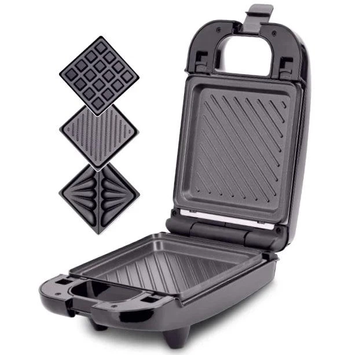 Сендвічниця Magio МG-363 650W 3in1 Black, 650 Вт, Приготування сендвічів, Приготування вафель, Гриль, Антипригарне покриття, Світлові індикатори, Фіксатор кришки, 3 знімні панелі