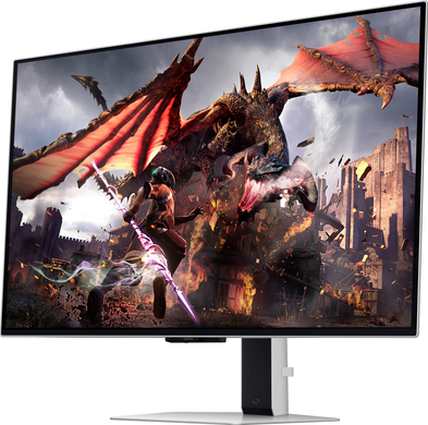 Монітор Samsung 32" Odyssey G80SD (LS32DG800SZXUA) OLED Black Curved 240Hz, 3840&times;2160, 32", 240 Гц, OLED, OLED, Odyssey G8, 10 біт, 16:9, Кут нахилу 90 градусів; Регулювання кута нахилу; Регулювання висоти, Плаский, DisplayPort, 2&times;HDMI, USB Hub, 100&times;100, Матове, 0.03 мс