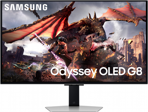 Монітор Samsung 32" Odyssey G80SD (LS32DG800SZXUA) OLED Black Curved 240Hz, 3840&times;2160, 32", 240 Гц, OLED, OLED, Odyssey G8, 10 біт, 16:9, Кут нахилу 90 градусів; Регулювання кута нахилу; Регулювання висоти, Плаский, DisplayPort, 2&times;HDMI, USB Hub, 100&times;100, Матове, 0.03 мс