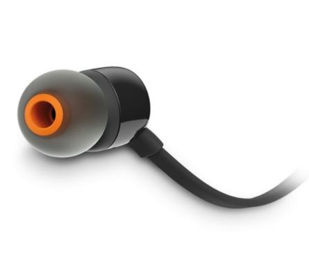 Навушники JBL T110 Black Seria, Для смартфонів, Для музики, Вакуумні, 3.5 мм, Внутрішньоканальні, Пульт управління, 96 дБ, 16 Ом, 1.1 м, Закрите