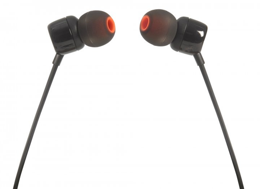 Навушники JBL T110 Black Seria, Для смартфонів, Для музики, Вакуумні, 3.5 мм, Внутрішньоканальні, Пульт управління, 96 дБ, 16 Ом, 1.1 м, Закрите