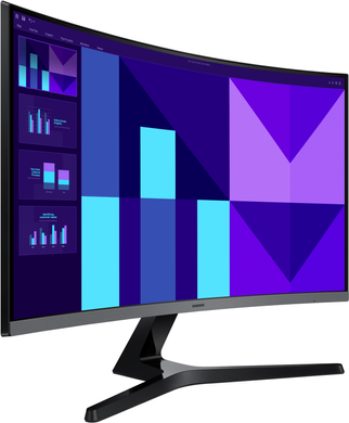 Монiтор Samsung 27" Essential S3 S27D390G (LS27D390GAIXUA) VA Black Curved 100Hz, 1920&times;1080, 27", 100 Гц, VA, W-LED, Essential S3, 8 біт, 16:9, Регулювання кута нахилу, Вигнутий, HDMI, VGA, 3.5 мм audio, 75&times;75, Матове, 4 мс