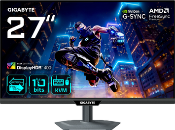 Монітор Gigabyte 27" M27UP IPS Black 160Hz, Геймінг, 3840&times;2160, 27", 160 Гц, IPS, W-LED, Gaming, 10 біт, 16:9, Регулювання кута нахилу, Плаский, HDMI, DisplayPort, 3.5 мм audio, 100&times;100, Матове, 1 мс