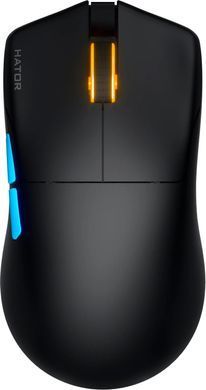 Миша бездротова Hator Pulsar 3 Pro Wireless Black (HTM640), Black, Ігрова, Бездротова, 5, USB; 2.4 ГГц; Bluetooth, 30000, Пластик, 123 &times; 68 &times; 38 мм, Симетричний, Оптичний
