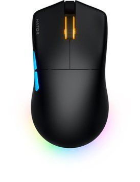 Миша бездротова Hator Pulsar 3 Pro Wireless Black (HTM640), Black, Ігрова, Бездротова, 5, USB; 2.4 ГГц; Bluetooth, 30000, Пластик, 123 &times; 68 &times; 38 мм, Симетричний, Оптичний