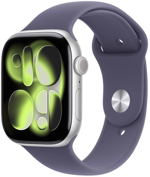 Apple Watch Series 11 GPS 46mm Silver Aluminium Case with Purple Fog Sport Band M/L MEVA4