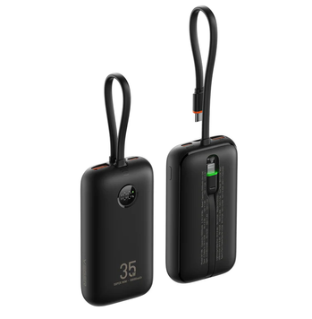 Power Bank VEGER 10000 mAhPD QC3.0 35W K1 Black, 10 000 mAh, 35W, USB-C + Micro-USB, 2&times; USB-A + USB-C, Смартфони та планшети