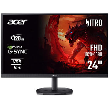 Монітор Acer 23.8" KG242YGbmix (UM.QX2EE.G11) IPS Black 120Hz, Геймінг, 1920&times;1080, 23.8", 120 Гц, IPS, W-LED, KG, 8 біт, 16:9, Регулювання кута нахилу, Плаский, HDMI, DisplayPort, 3.5 мм audio, 100&times;100, Матове, 5 мс