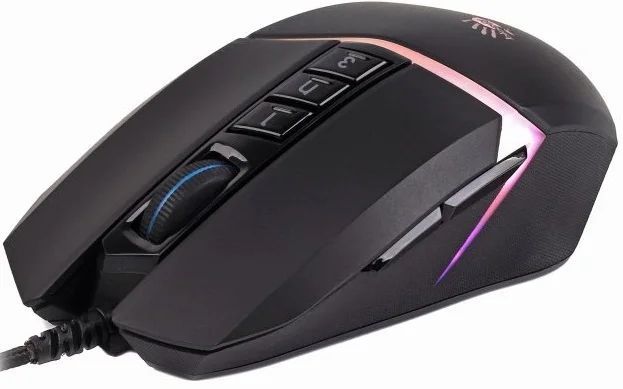 Миша A4Tech Bloody W60 Max Stone Black, Black, Ігрова, Дротова, 9, USB, 12000, 1.80 м, Пластик, 126 &times; 74 &times; 43 мм, Ергономічний для правої руки, Оптичний