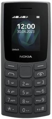 Мобільний телефон Nokia 105 DS 2023 Charcoal (no charger), Awesome Charcoal, 1.8", 4 МБ, 1000 мАг, S30+, MicroUSB, 3.5 мм, 2, GSM, FM-радіо, Моноблок