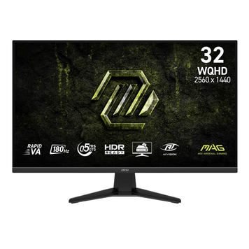 Монітор MSI 31.5" MAG 325QF E18V VA Black 180Hz, 2560&times;1440, 31.5", 180 Гц, VA, W-LED, MAG, 10 біт, 16:9, Регулювання кута нахилу, Плаский, DisplayPort, 3.5 мм audio, 2&times;HDMI, 100&times;100, Матове, 0.5 мс