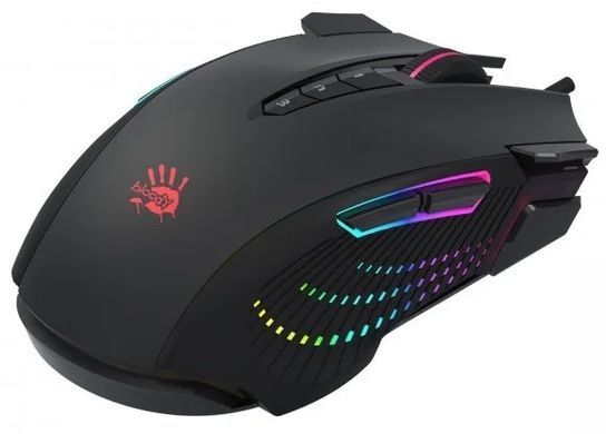 Миша Bloody J90s Black, Black, Ігрова, Дротова, 12, USB, 8000, 1.80 м, Пластик, 125 &times; 69 &times; 39 мм, Ергономічний для правої руки, Оптичний