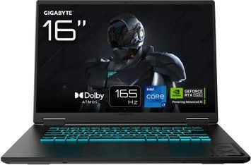 Ноутбук Gigabyte Gaming A16 (CVHI3UA864SD) Black Steel, Gaming A16, Геймінг, Core i7-13620H, Intel Core i7, 10, SSD, 1 ТБ, Дискретна, NVIDIA GeForce RTX 5060, 8 ГБ, DDR5, 32 ГБ, 5200 МГц, 16", 1920&times;1200, IPS, 300 ніт, 165 Гц, USB-A; USB-A; USB-A; USB4; HDMI; LAN, 76 Вт&middot;год