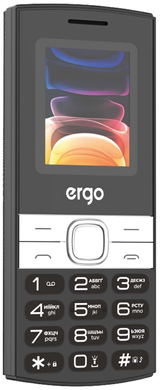 Мобільний телефон Ergo B185 Black, 1.77", 32 МБ, 1000 мАг, Власна ОС, MicroUSB, 3.5 мм, 2, GSM, Bluetooth, FM-радіо, Моноблок