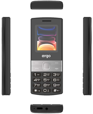 Мобільний телефон Ergo B185 Black, 1.77", 32 МБ, 1000 мАг, Власна ОС, MicroUSB, 3.5 мм, 2, GSM, Bluetooth, FM-радіо, Моноблок