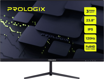 Монітор Prologix 23.8" PL2425HD IPS Black 120Hz, 1920&times;1080, 23.8", 120 Гц, IPS, W-LED, PL, 8 біт, 16:9, Регулювання кута нахилу, Плаский, HDMI, DisplayPort, VGA, 3.5 мм audio, 75&times;75, Матове, 1 мс