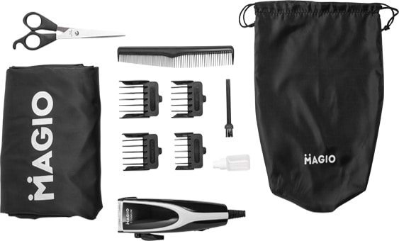Машинка MAGIO МG-184 Black/Gray, Мережа, 4, Нержавіюча сталь, Керамічне, Тихий мотор, Самозагострювані леза