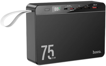 Power Bank Hoco J94 Overlord 22.5W 75000mAh Black, 75 000 mAh, 22.5W, USB-C + Micro-USB, 2&times; USB-A + USB-C, Смартфони та планшети