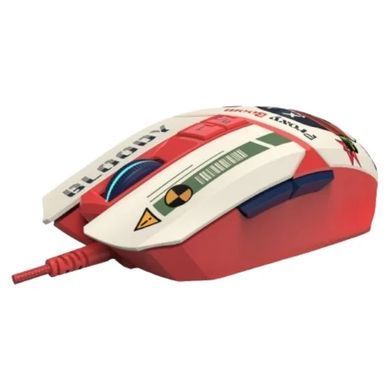 Миша Bloody W63 Max Proxy Boom, Red/White, Ігрова, Дротова, 9, USB, 12000, 1.80 м, Пластик, 126 &times; 74 &times; 43 мм, Ергономічний для правої руки, Оптичний
