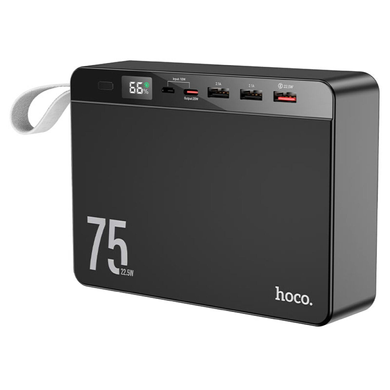 Power Bank Hoco J94 Overlord 22.5W 75000mAh Black, 75 000 mAh, 22.5W, USB-C + Micro-USB, 2&times; USB-A + USB-C, Смартфони та планшети