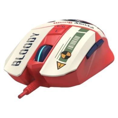 Миша Bloody W63 Max Proxy Boom, Red/White, Ігрова, Дротова, 9, USB, 12000, 1.80 м, Пластик, 126 &times; 74 &times; 43 мм, Ергономічний для правої руки, Оптичний